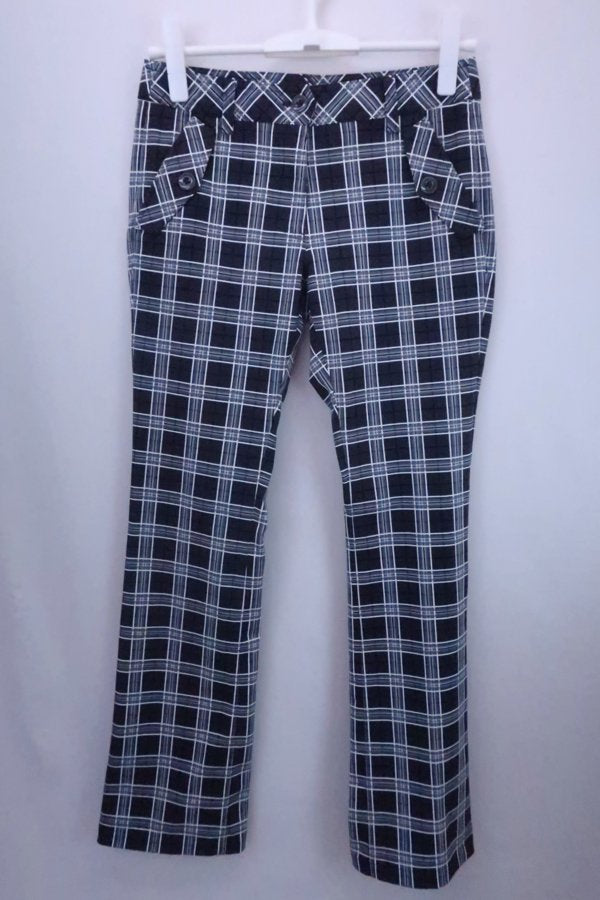 【美品】Callaway(キャロウェイ) パンツ 白黒チェック柄 レディース SS 241-221940 ゴルフウェア 2208-0093 中古
