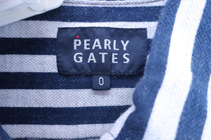 PEARLY GATES(パーリーゲイツ) 長袖ポロシャツ グレー紺ストライプ レディース 0 B