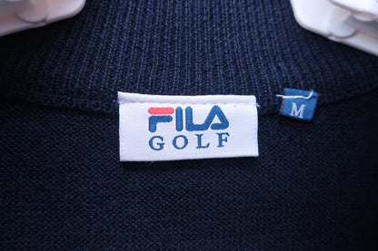 FILA GOLF(フィラゴルフ) ハーフジップニットブルゾン 黒赤 レディース M A