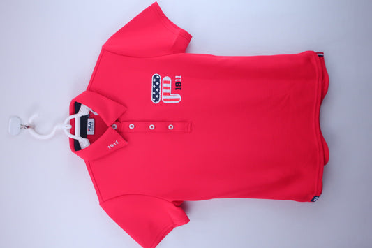 【美品】FILA GOLF(フィラゴルフ) ポロシャツ 赤 レディース M ゴルフウェア 2212-0204 中古