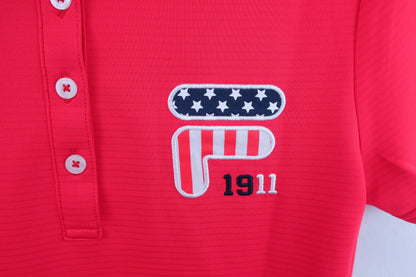 【美品】FILA GOLF(フィラゴルフ) ポロシャツ 赤 レディース M ゴルフウェア 2212-0204 中古
