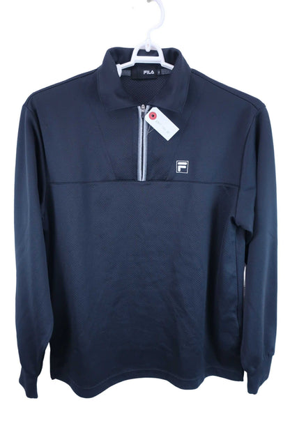 FILA GOLF(フィラゴルフ) 長袖ハーフジップシャツ 黒 メンズ M B