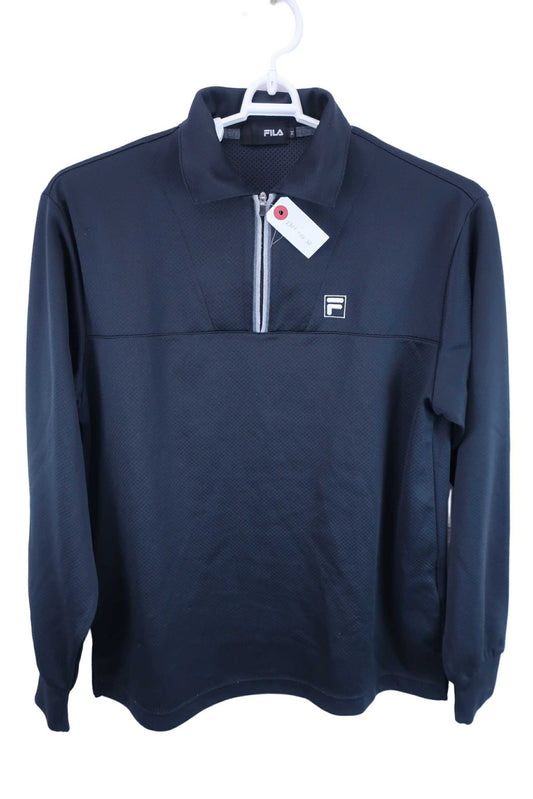 FILA GOLF(フィラゴルフ) 長袖ハーフジップシャツ 黒 メンズ M B