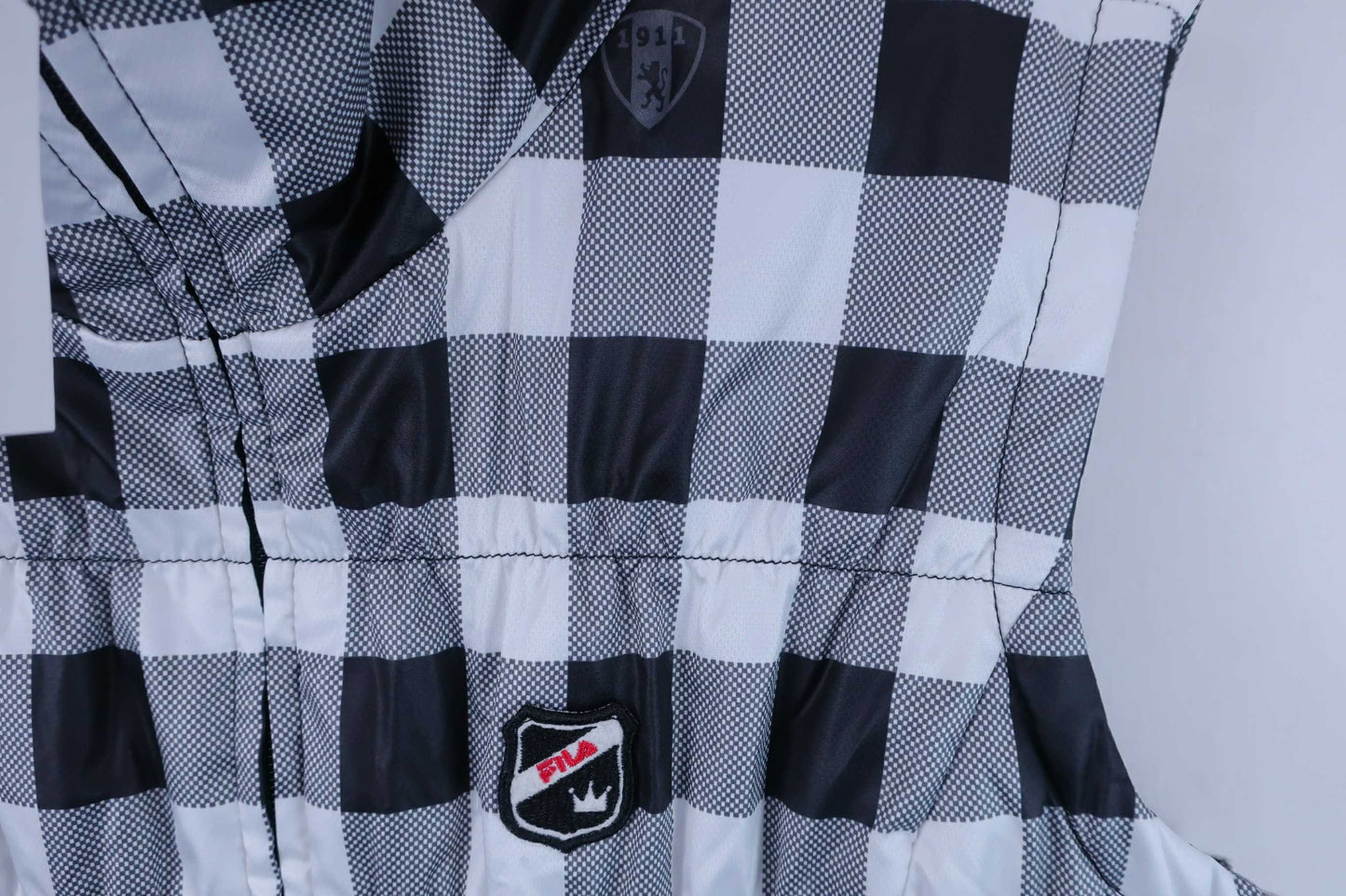 FILA GOLF(フィラゴルフ) ノースリーブボアワンピース 白黒チェック レディース LL B