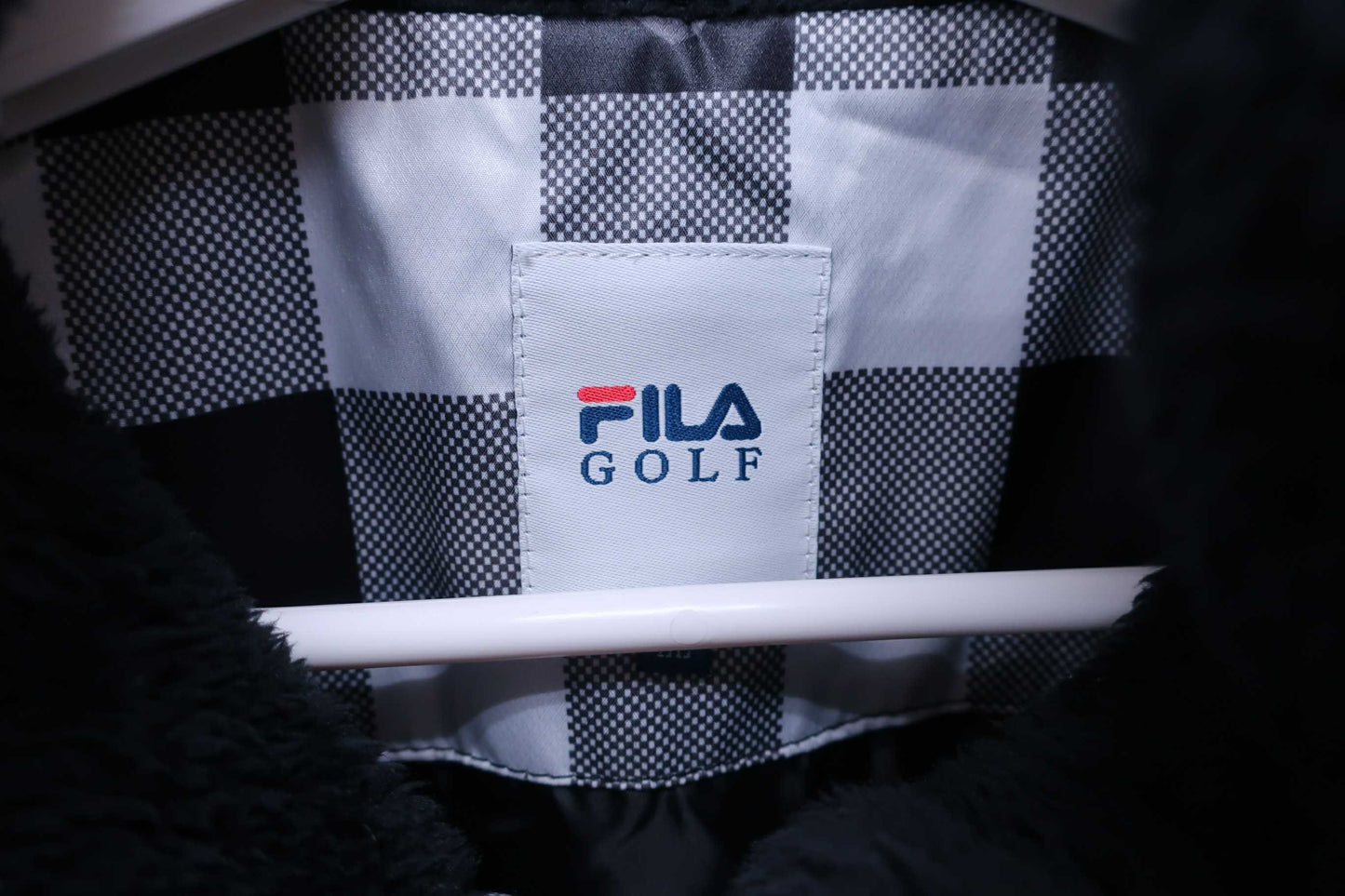 FILA GOLF(フィラゴルフ) ノースリーブボアワンピース 白黒チェック レディース LL B