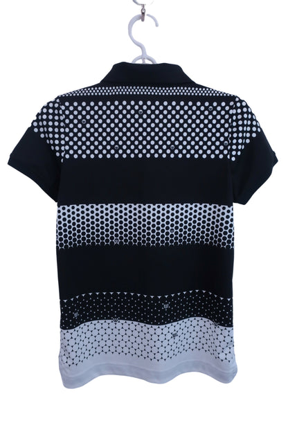 【美品】M.U SPORTS(エムユースポーツ) ポロシャツ 黒白 レディース 40 ゴルフウェア 2303-0011 中古