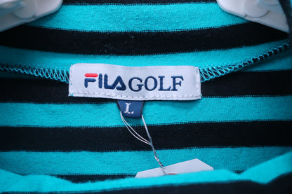 FILA GOLF(フィラゴルフ) ハイネックシャツ エメラルドグリーン黒ボーダー レディース L B