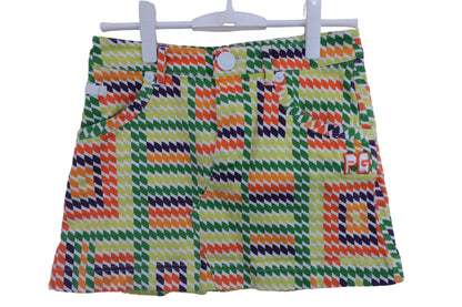 【美品】PEARLY GATES(パーリーゲイツ) スカート 緑系総柄カラフル レディース 1 055-134520 ゴルフウェア 2305-0046 中古