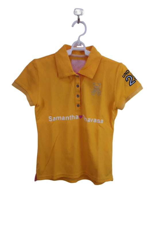【美品】Samantha Thavasa(サマンサタバサ) ポロシャツ 黄色 レディース S ゴルフウェア 2305-0103 中古