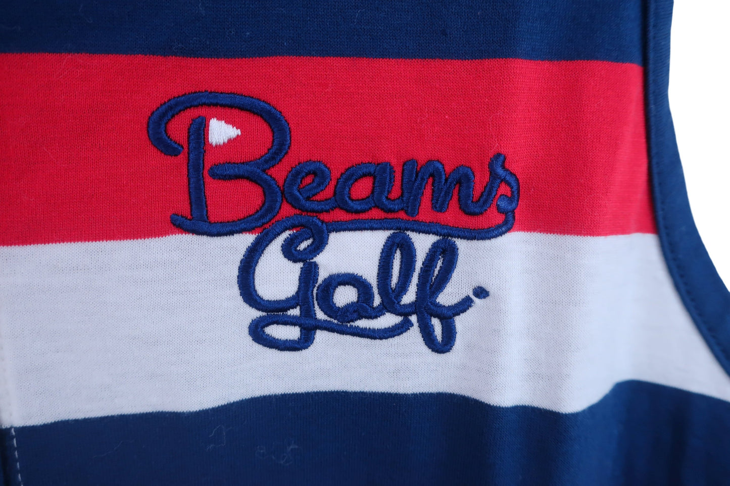 BEAMS GOLF(ビームスゴルフ) ノースリーブポロシャツ 白青赤ボーダー レディース S N