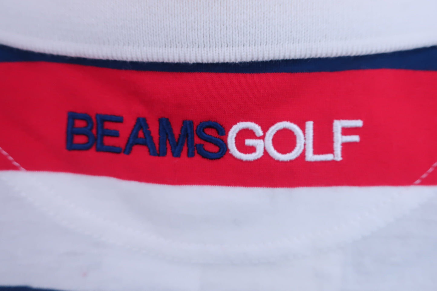 BEAMS GOLF(ビームスゴルフ) ノースリーブポロシャツ 白青赤ボーダー レディース S N