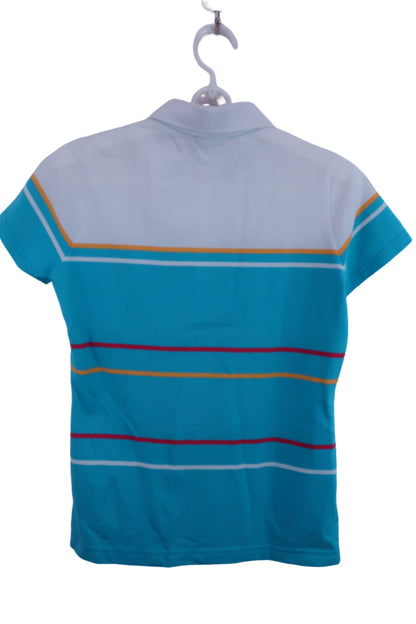 【美品】adidas(アディダス) ポロシャツ 白水色 レディース M ゴルフウェア 2306-0073 中古