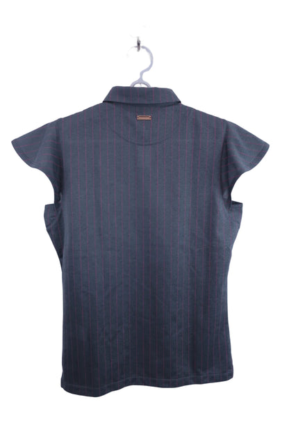 【超美品】St ANDREWS(セントアンドリュース) フレンチスリーブポロシャツ グレーピンクストライプ レディース L 043-3260604 2023年春夏モデル ゴルフウェア 2307-0135 中古