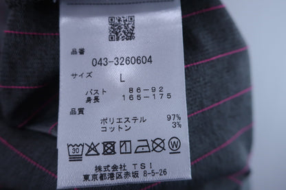 【超美品】St ANDREWS(セントアンドリュース) フレンチスリーブポロシャツ グレーピンクストライプ レディース L 043-3260604 2023年春夏モデル ゴルフウェア 2307-0135 中古