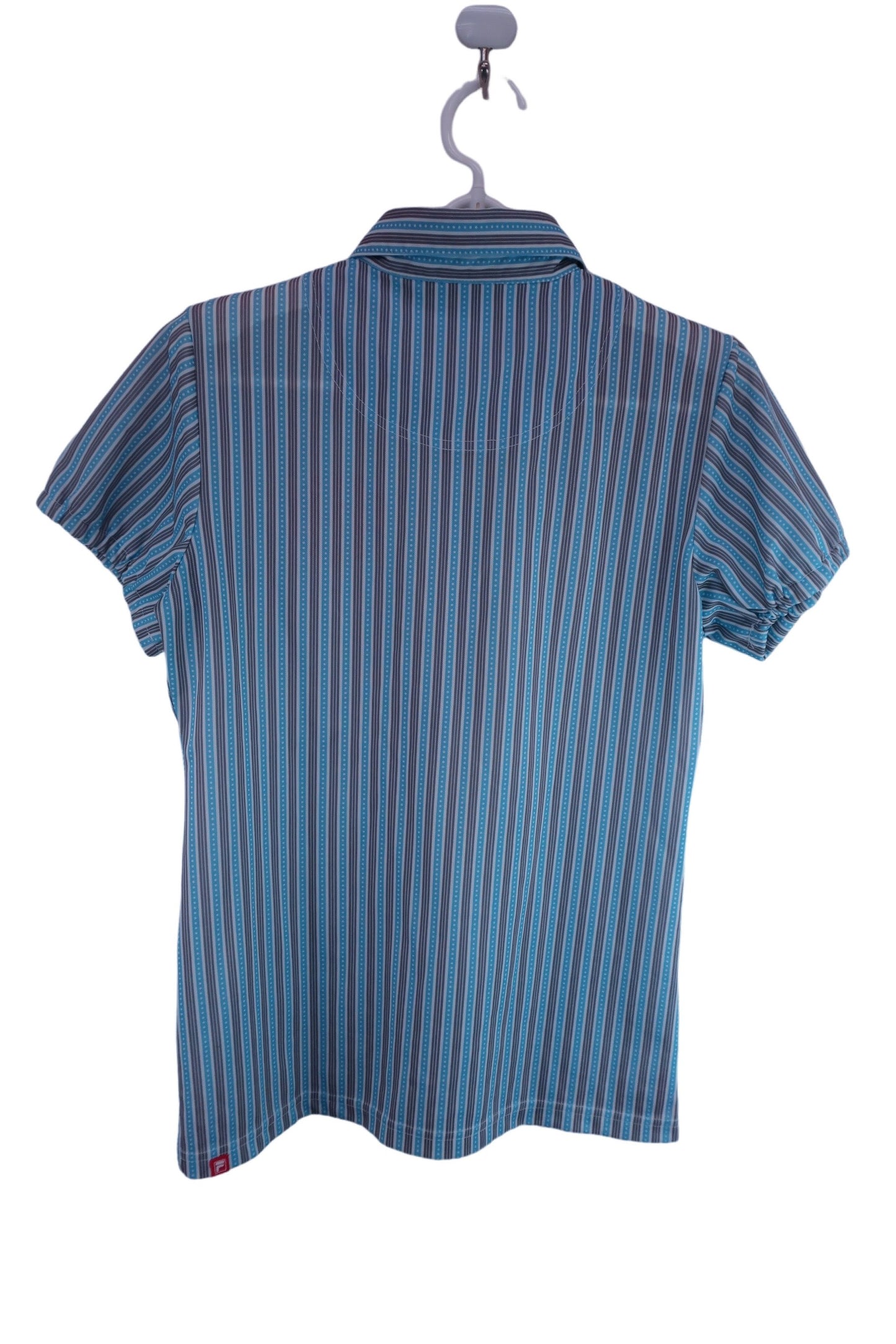 【美品】FILA GOLF(フィラゴルフ) ポロシャツ 水色グレーストライプ レディース L ゴルフウェア 2310-0205 中古