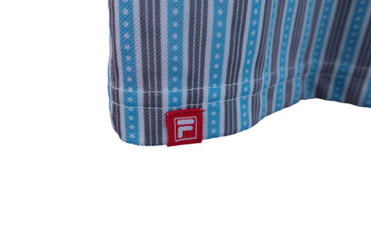 【美品】FILA GOLF(フィラゴルフ) ポロシャツ 水色グレーストライプ レディース L ゴルフウェア 2310-0205 中古