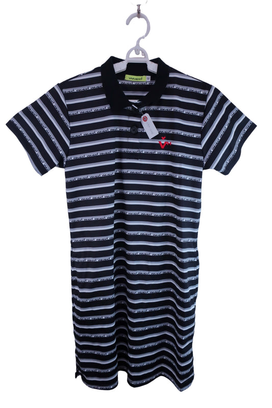 VIVA HEART(ビバハート) 半袖シャツワンピース 黒グレー白ボーダー レディース 42 A