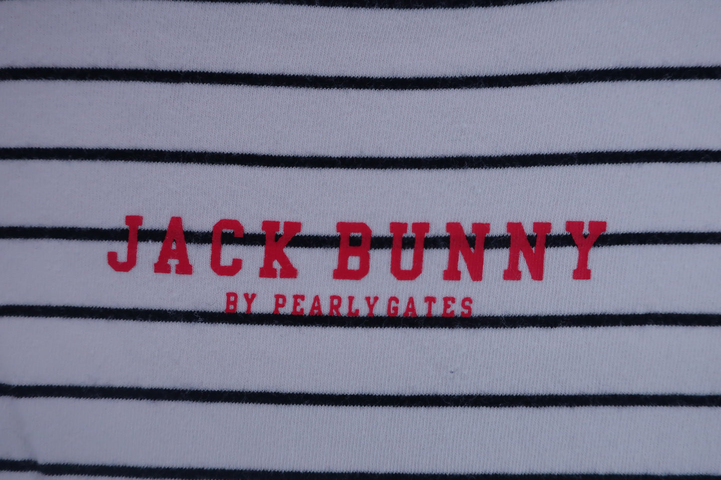 Jack Bunny(ジャックバニー) 長袖モックネックシャツ 白黒ボーダー赤ロゴ レディース 1 263-7266916 A