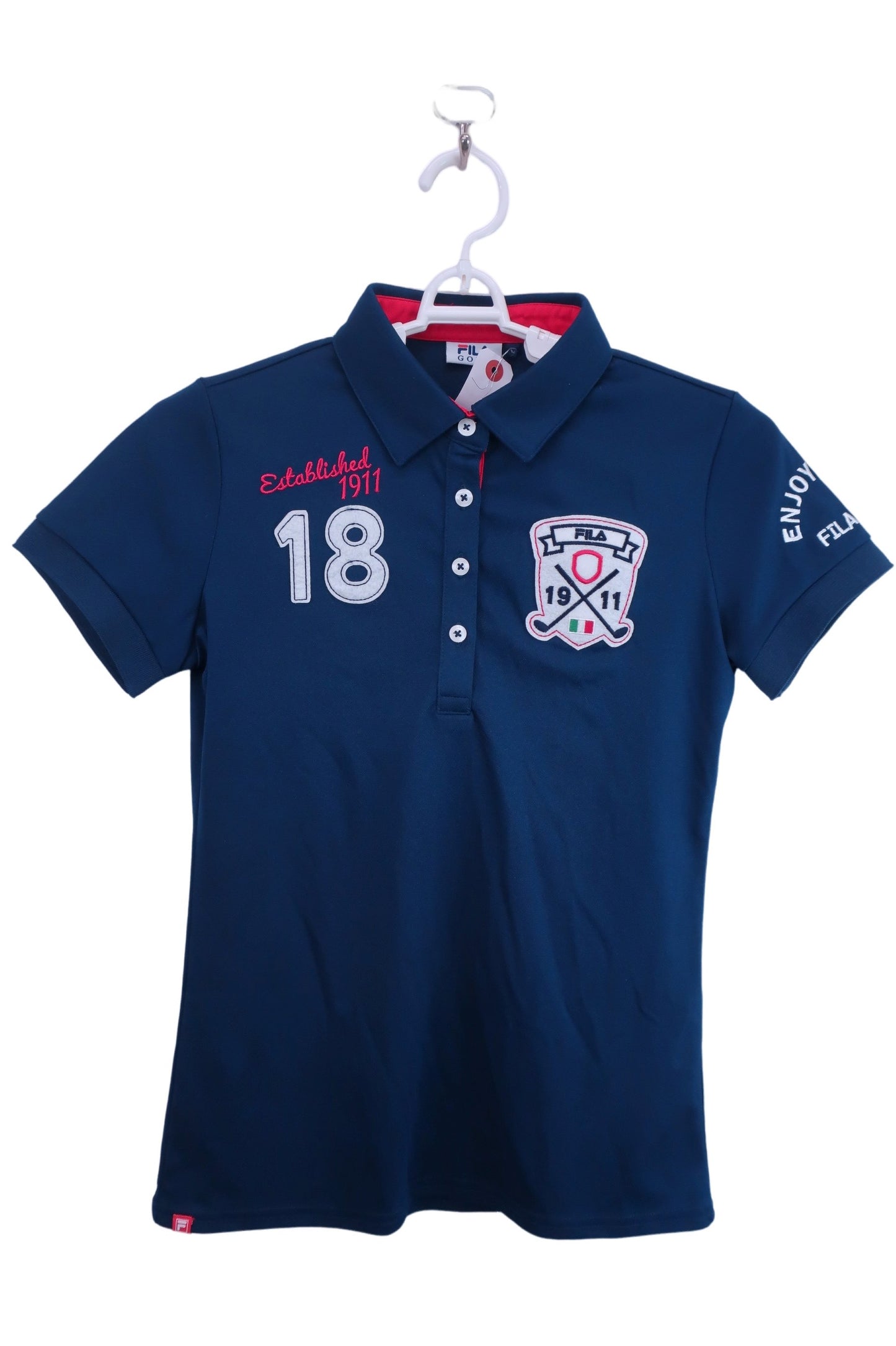【美品】FILA GOLF(フィラゴルフ) ポロシャツ 紺 レディース M ゴルフウェア 2311-0137 中古
