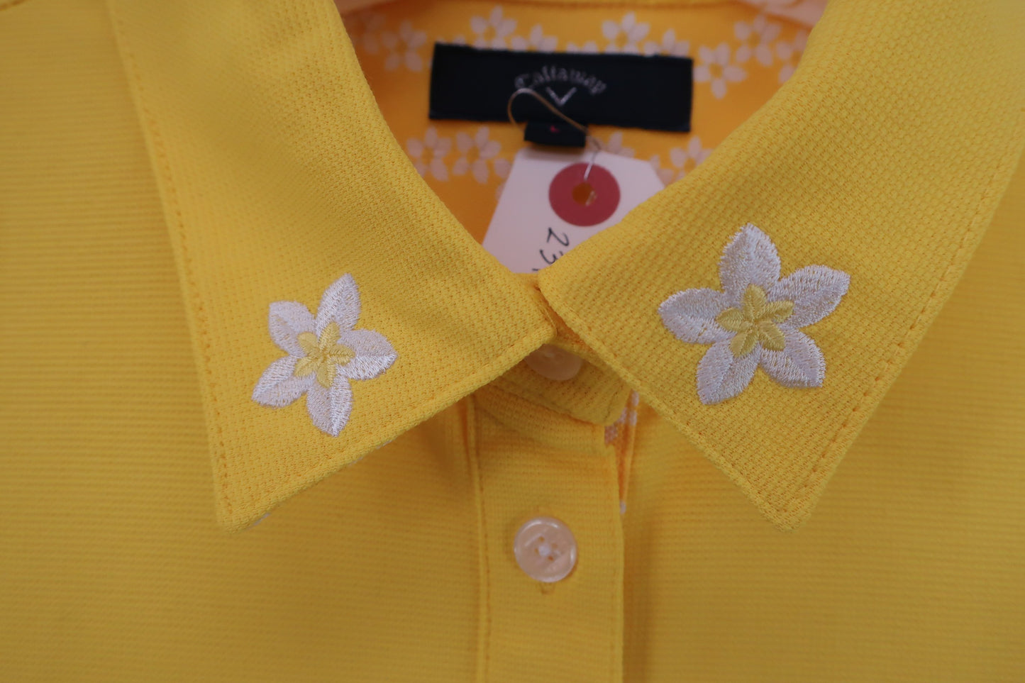 【美品】Callaway(キャロウェイ) ポロシャツワンピース 黄 レディース L 241-8113803 ゴルフウェア 2312-0223 中古