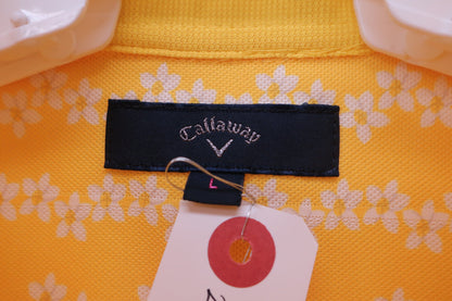 【美品】Callaway(キャロウェイ) ポロシャツワンピース 黄 レディース L 241-8113803 ゴルフウェア 2312-0223 中古