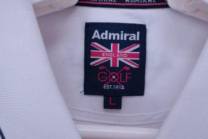 【美品】Admiral(アドミラル) ポロシャツ 白ブランド文字柄 レディース L ゴルフウェア 2312-0226 中古