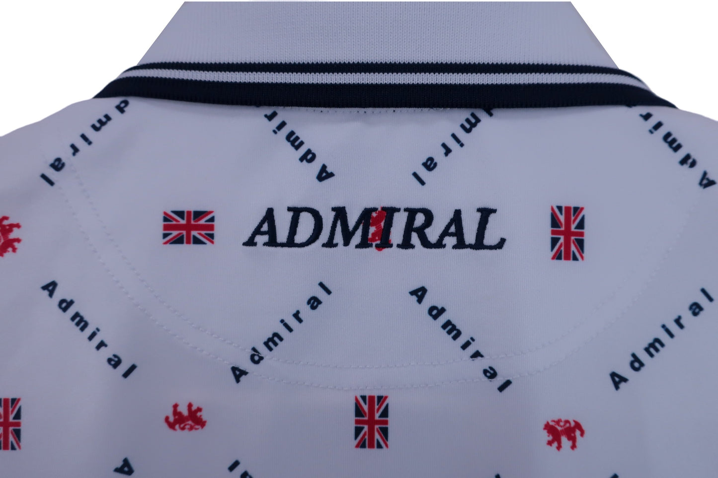 【美品】Admiral(アドミラル) ポロシャツ 白ブランド文字柄 レディース L ゴルフウェア 2312-0226 中古