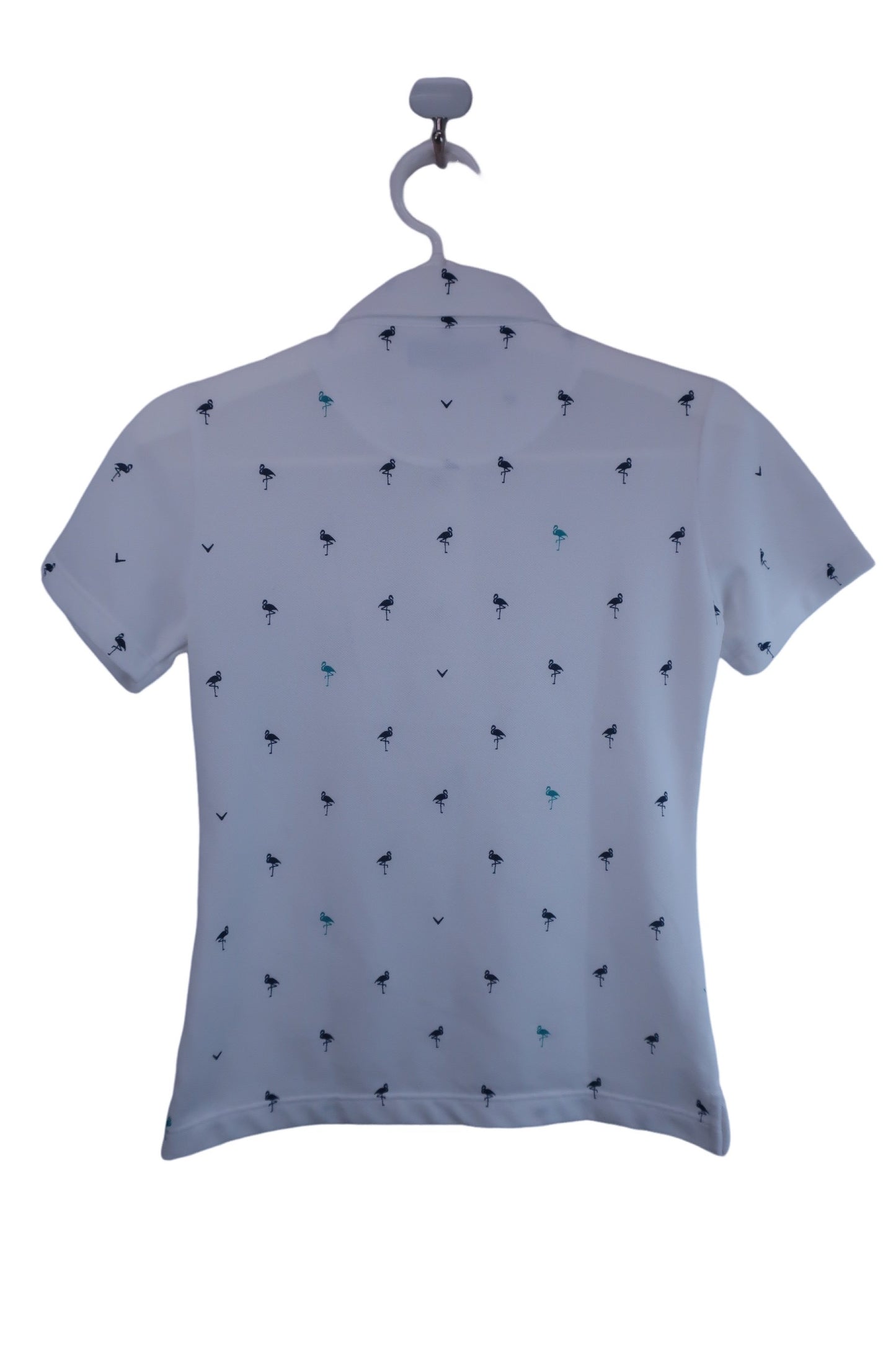 Callaway(キャロウェイ) ポロシャツ 白紺フラミンゴ柄 レディース S ゴルフウェア 2312-0431 中古