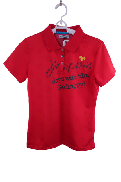【美品】FILA GOLF(フィラゴルフ) ポロシャツ 赤 レディース L ゴルフ用品 2401-0012 中古