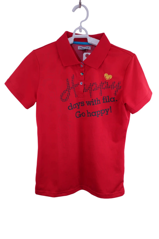 【美品】FILA GOLF(フィラゴルフ) ポロシャツ 赤 レディース L ゴルフ用品 2401-0012 中古