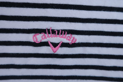 【美品】Callaway(キャロウェイ) ハイネックシャツ 白黒ボーダー レディース S 241-254849 ゴルフ用品 2402-0002 中古