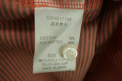 【美品】ZOY(ゾーイ) ポロシャツ オレンジ細ボーダー レディース 38 ゴルフ用品 2403-0209 中古