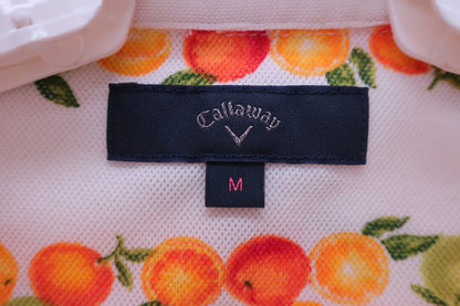【美品】Callaway(キャロウェイ) ポロシャツ 白フルーツ柄 レディース M ゴルフ用品 2403-0490 中古