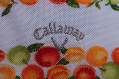【美品】Callaway(キャロウェイ) ポロシャツ 白フルーツ柄 レディース M ゴルフ用品 2403-0490 中古