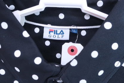 FILA GOLF(フィラゴルフ) 長袖ポロシャツ 黒白ドット柄 メンズ LL N