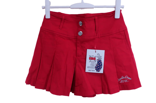 【未使用品】KISS ON THE GREEN(キスオンザグリーン) ストレッチボックスプリーツスカート 赤 レディース M ゴルフ用品 2404-0412 新品