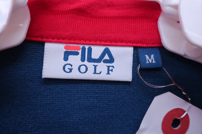 【美品】FILA GOLF(フィラゴルフ) ポロシャツ 青アーガイル柄 レディース M ゴルフ用品 2404-0529 中古