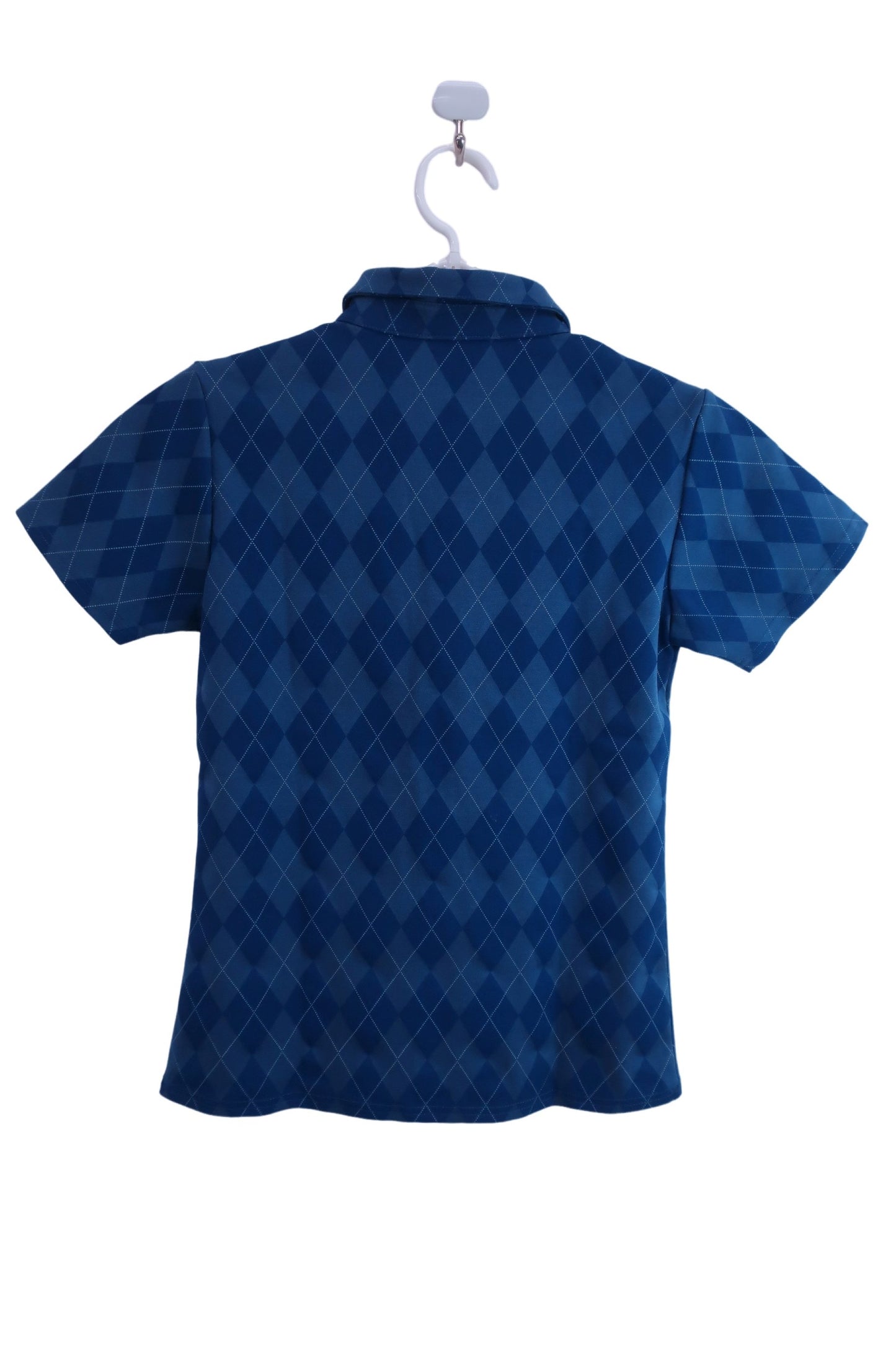 【美品】FILA GOLF(フィラゴルフ) ポロシャツ 青アーガイル柄 レディース M ゴルフ用品 2404-0529 中古