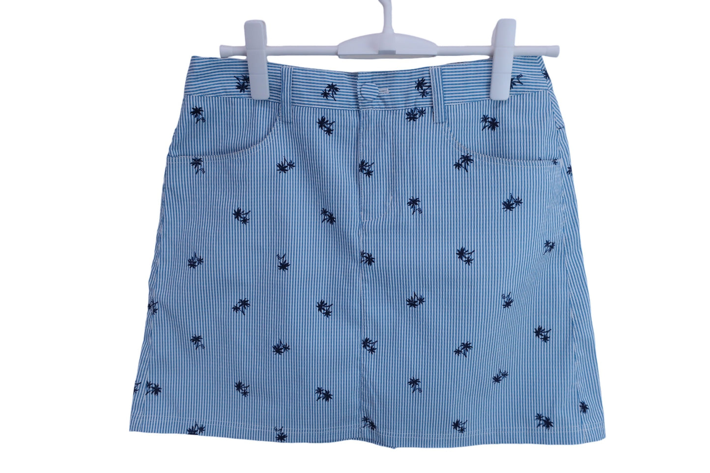 【美品】adidas(アディダス) スカート 青ストライプ レディース L/G ゴルフ用品 2404-0824 中古