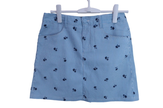 【美品】adidas(アディダス) スカート 青ストライプ レディース L/G ゴルフ用品 2404-0824 中古