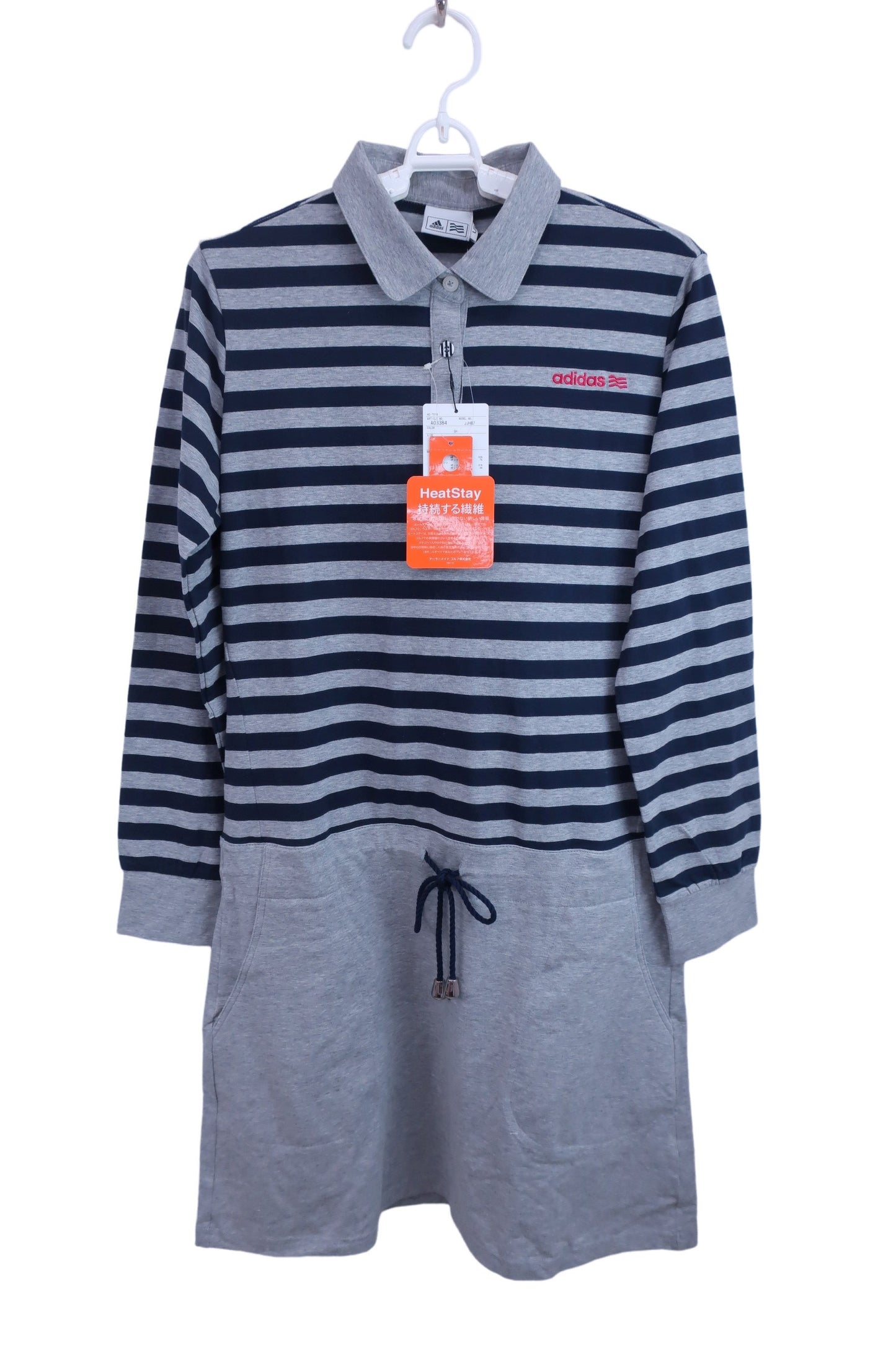 adidas(アディダス) ワンピース（インナーパンツ付き） グレーネイビーボーダー レディース L A03384 N