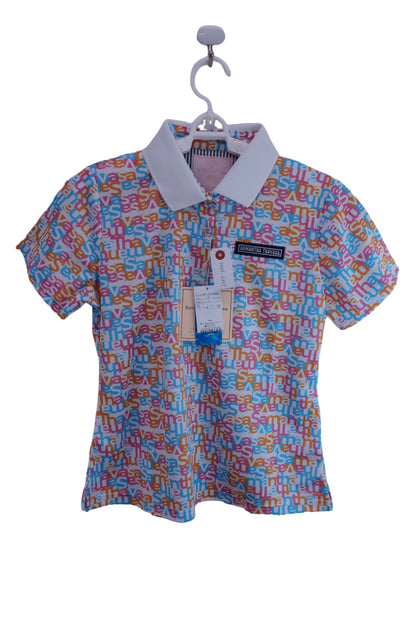 【未使用品】Samantha Thavasa(サマンサタバサ) ポロシャツ カラフルロゴ柄 レディース M 0077-2211100020 ゴルフ用品 2405-0327 新品
