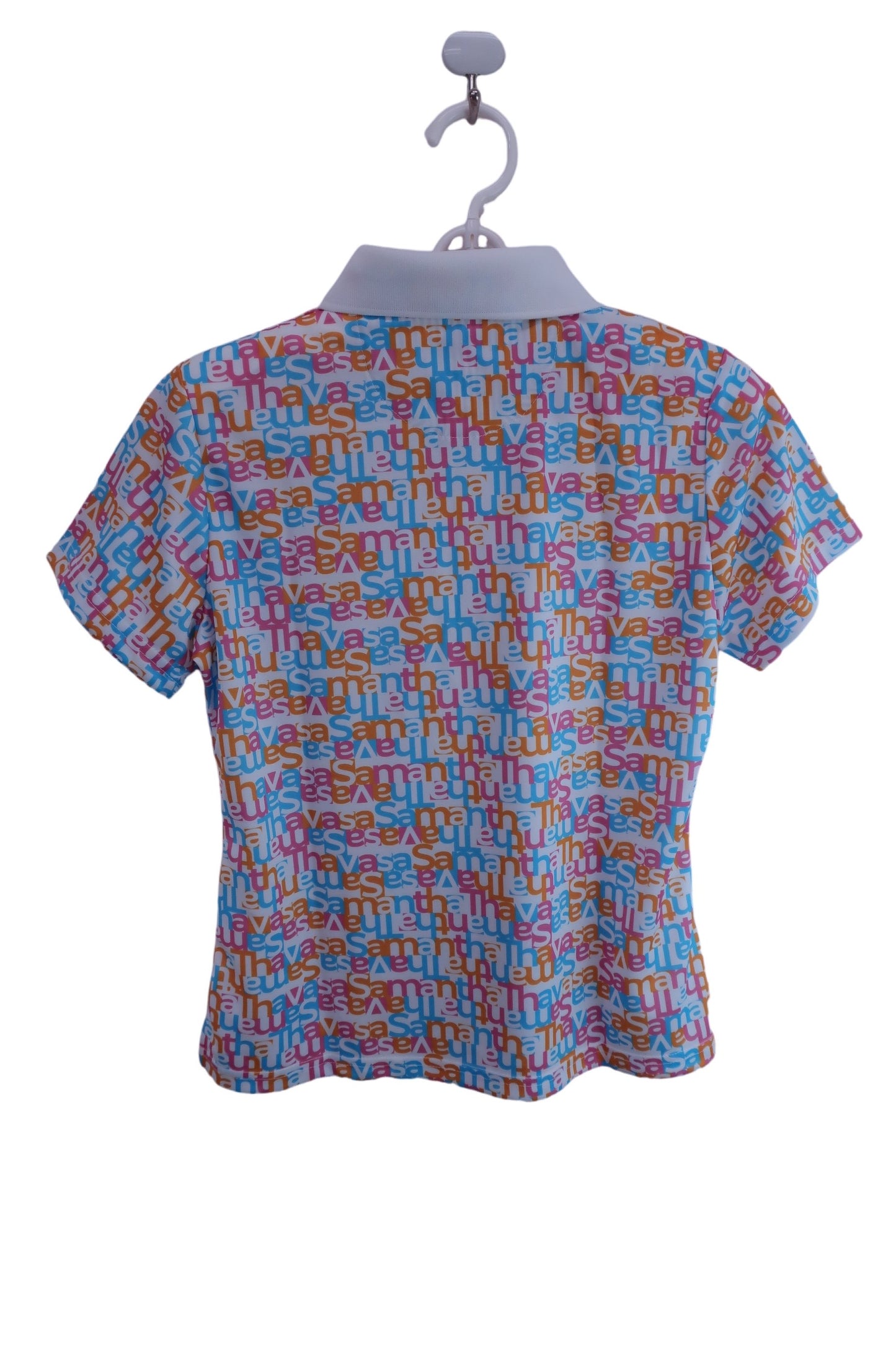 【未使用品】Samantha Thavasa(サマンサタバサ) ポロシャツ カラフルロゴ柄 レディース M 0077-2211100020 ゴルフ用品 2405-0327 新品