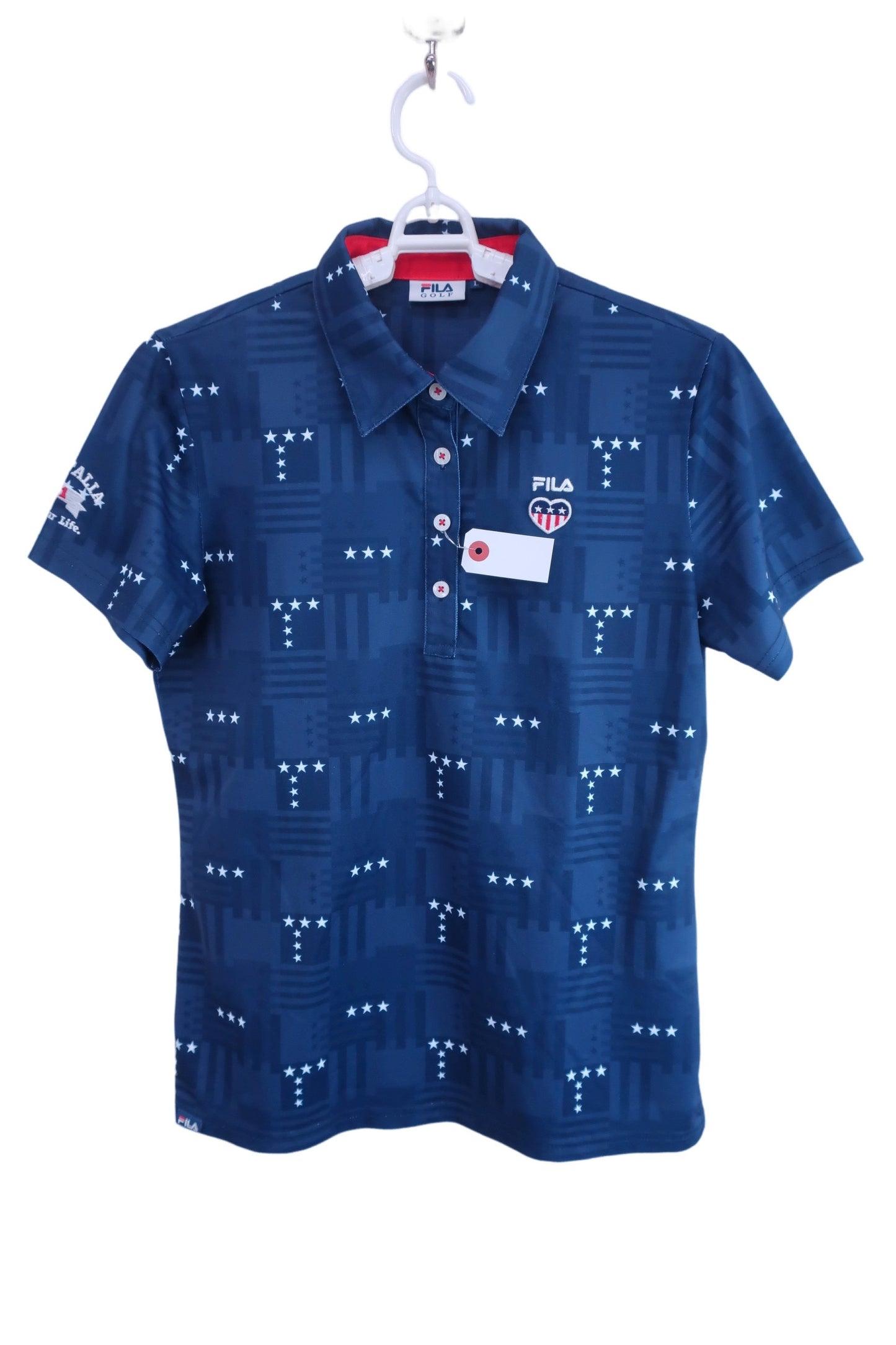 【美品】FILA GOLF(フィラゴルフ) ポロシャツ ネイビー レディース L ゴルフ用品 2405-0410 中古