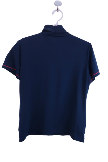 【美品】Heal Creek(ヒールクリーク) 半袖ハイネックシャツ 青白ボーダー レディース 42 ゴルフ用品 2405-0448 中古