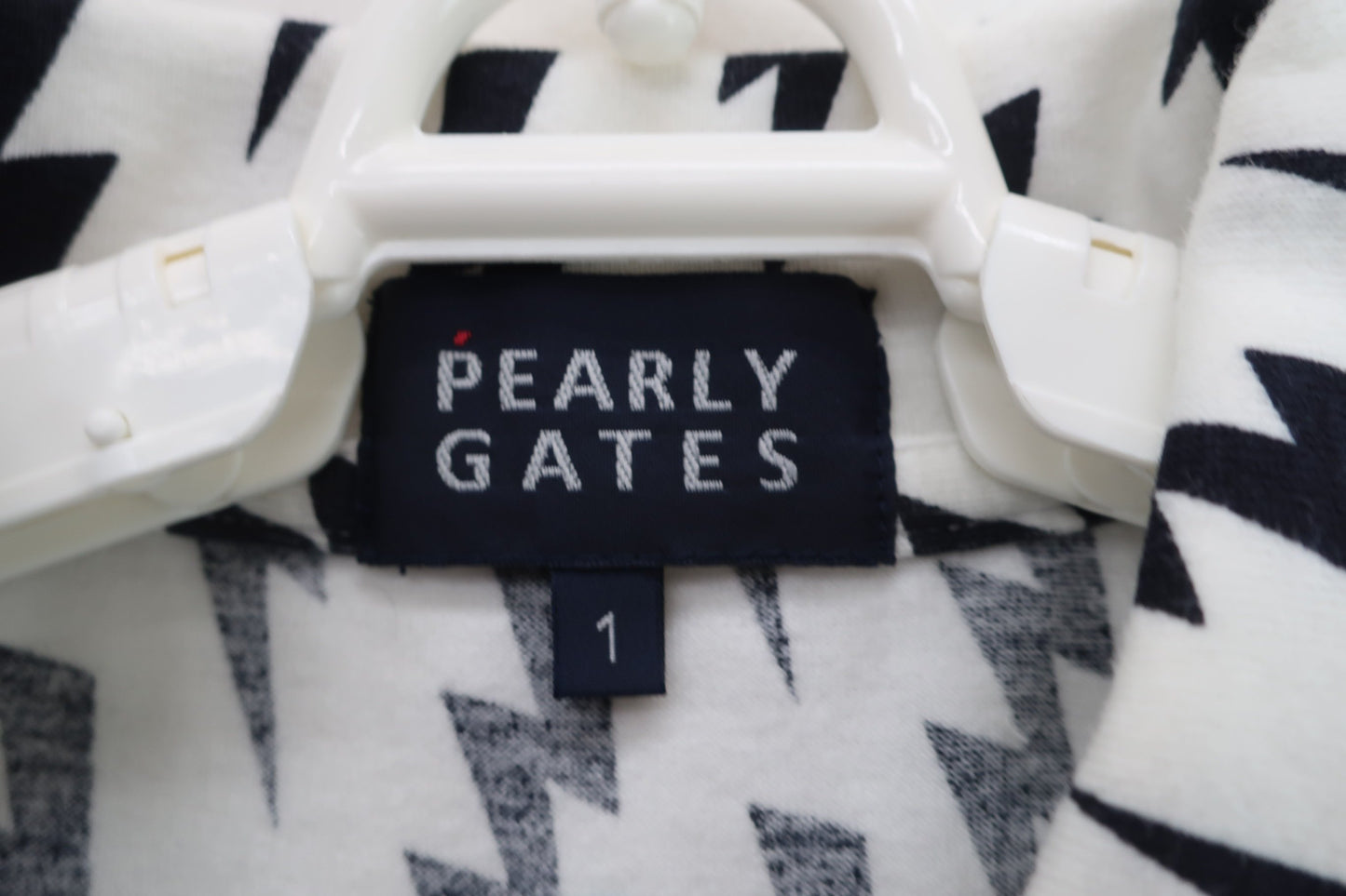 PEARLY GATES(パーリーゲイツ) ノースリーブポロシャツ 白黒イナズマ柄 レディース 1 055-6160524 A