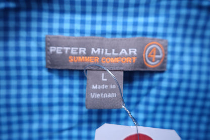 PETER MILLAR 長袖シャツ 水色チェック メンズ L S