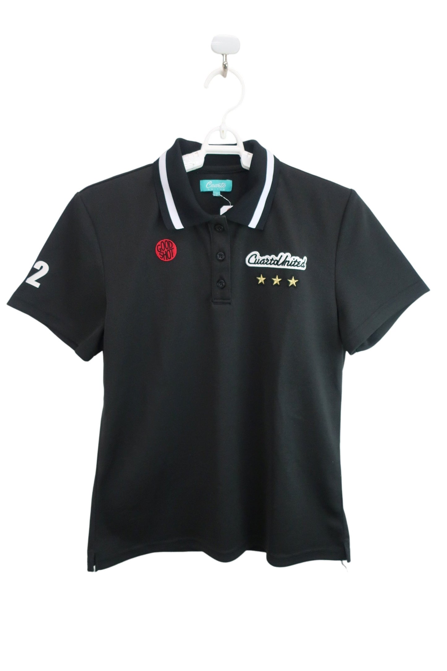【美品】Cuarto UNITED(クアルトユナイテッド) ポロシャツ 黒 レディース M ゴルフ用品 2406-0247 中古