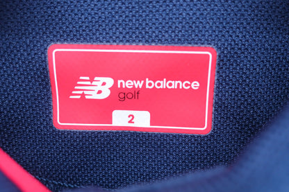 【美品】New Balance golf(ニューバランスゴルフ) ポロシャツ 紺ブランドロゴ総柄 レディース 2 ゴルフ用品 2406-0349 中古
