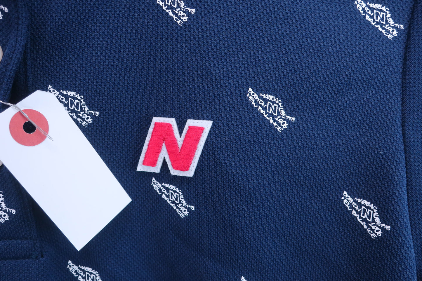【美品】New Balance golf(ニューバランスゴルフ) ポロシャツ 紺ブランドロゴ総柄 レディース 2 ゴルフ用品 2406-0349 中古